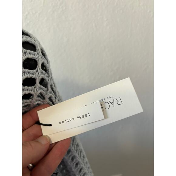 Rachel Zoe Open Knit Pullover Sweater Cotton XS Grey Coastal Preppy Breezy New - Picture 2 of 5